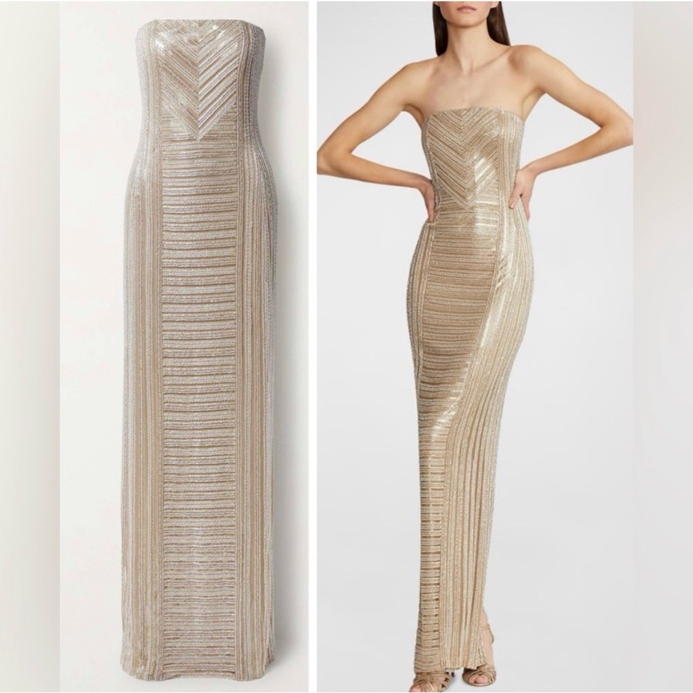 NWOT purple label Ralph lauren collingwood gold sequin strapless gown dress